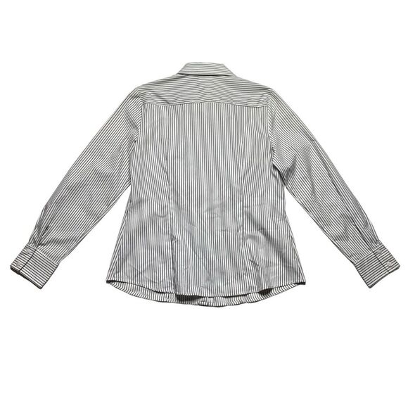 Worthington Striped Tuxedo Ruffle Button Down Shirt Sz L NWT - Picture 2 of 12